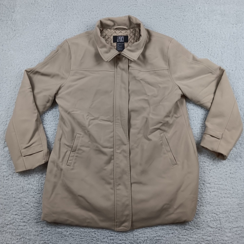 J. Percy Jacket Barn Women XL Tan Quilted‎ Lining Zip Front RN73209